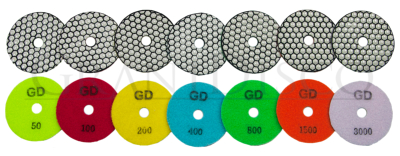 Juego 7 Lijas Flexibles Diamante Blancas Ø 125 Pulido en Seco Granito, Mármol y Sintéticos