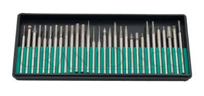Juego Fresolines Electrodepositados Caja 30 und. Grano 150 Espigo 3 mm.